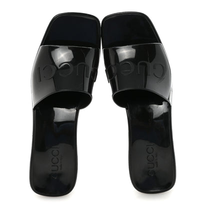 Gucci Rubber Gucci Logo Womens Platform 20/60mm Slide Sandals 37 Black 2 of 10