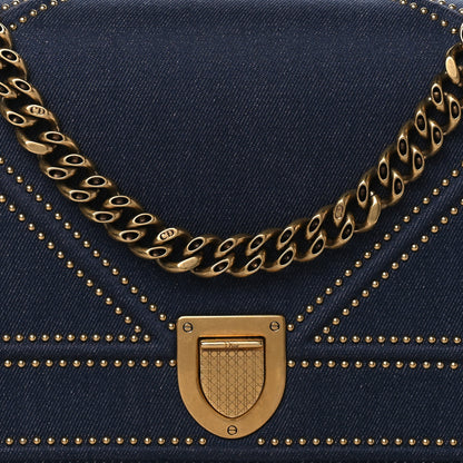Christian Dior Denim Studded Medium Diorama Flap Bag Blue 8 of 10