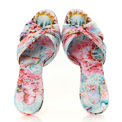 Christian Louboutin Crepe Satin Celebration Print Nicol Is Back 85 Slide Sandals 39 Multicolor 2 of 10