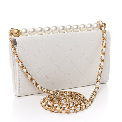 Chanel Lambskin Quilted Chic Pearls Clutch With Chain White 3 of 10