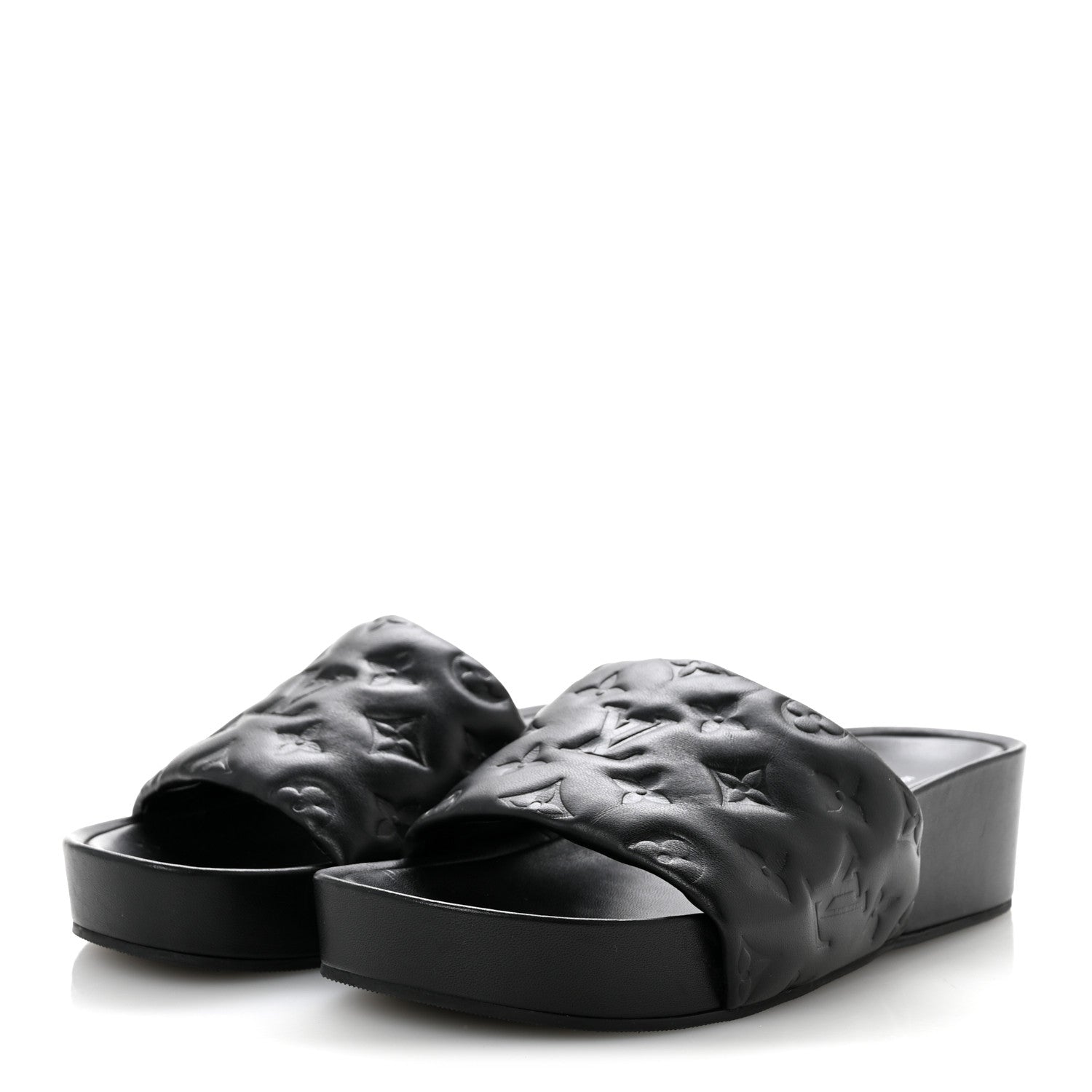 Louis Vuitton Lambskin Embossed Monogram Jumbo Flatform Mule Sandals 39 Black 4 of 11
