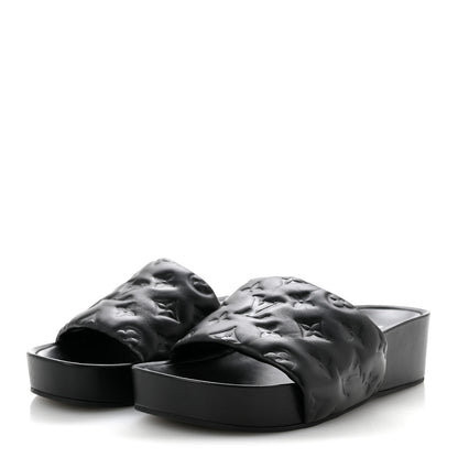 Louis Vuitton Lambskin Embossed Monogram Jumbo Flatform Mule Sandals 39 Black 4 of 11