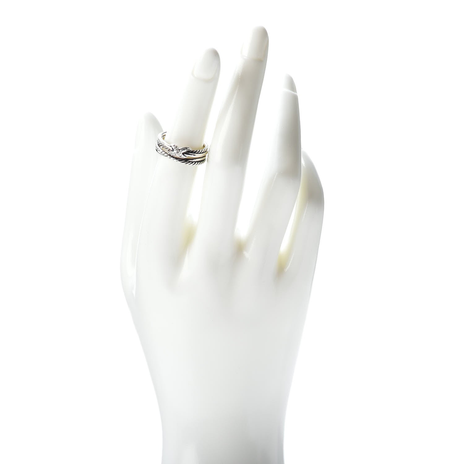 David Yurman Sterling Silver Diamond X Crossover Ring 50 5.5 2 of 5