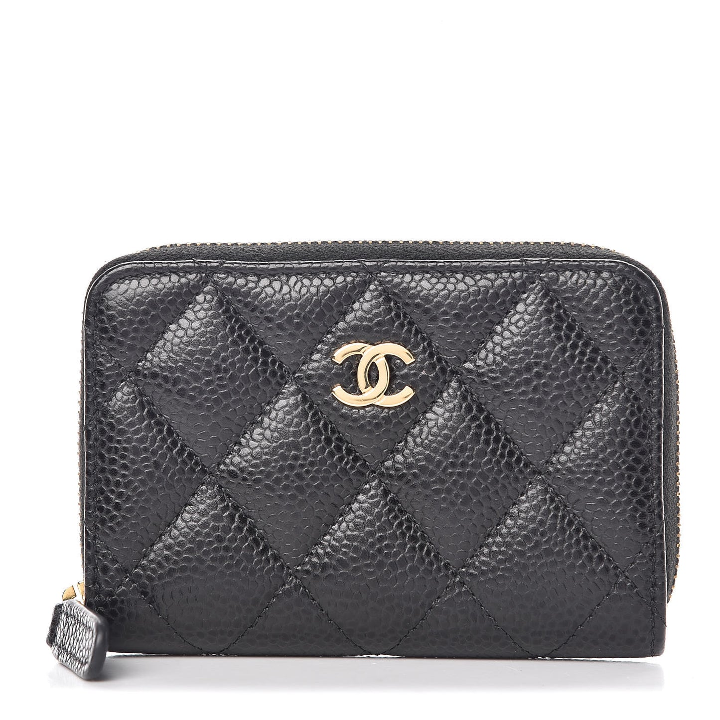 Caviar Quilted Zip Coin Purse Black