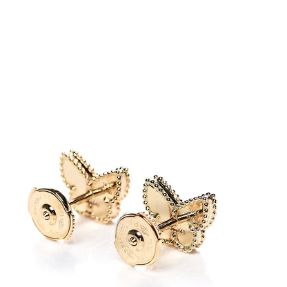 Van Cleef & Arpels 18K Yellow Gold Mother of Pearl Sweet Alhambra Butterfly Earrings 3 of 5