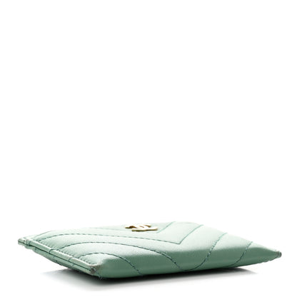 Chanel Lambskin Chevron Quilted Card Holder Green 4 of 9