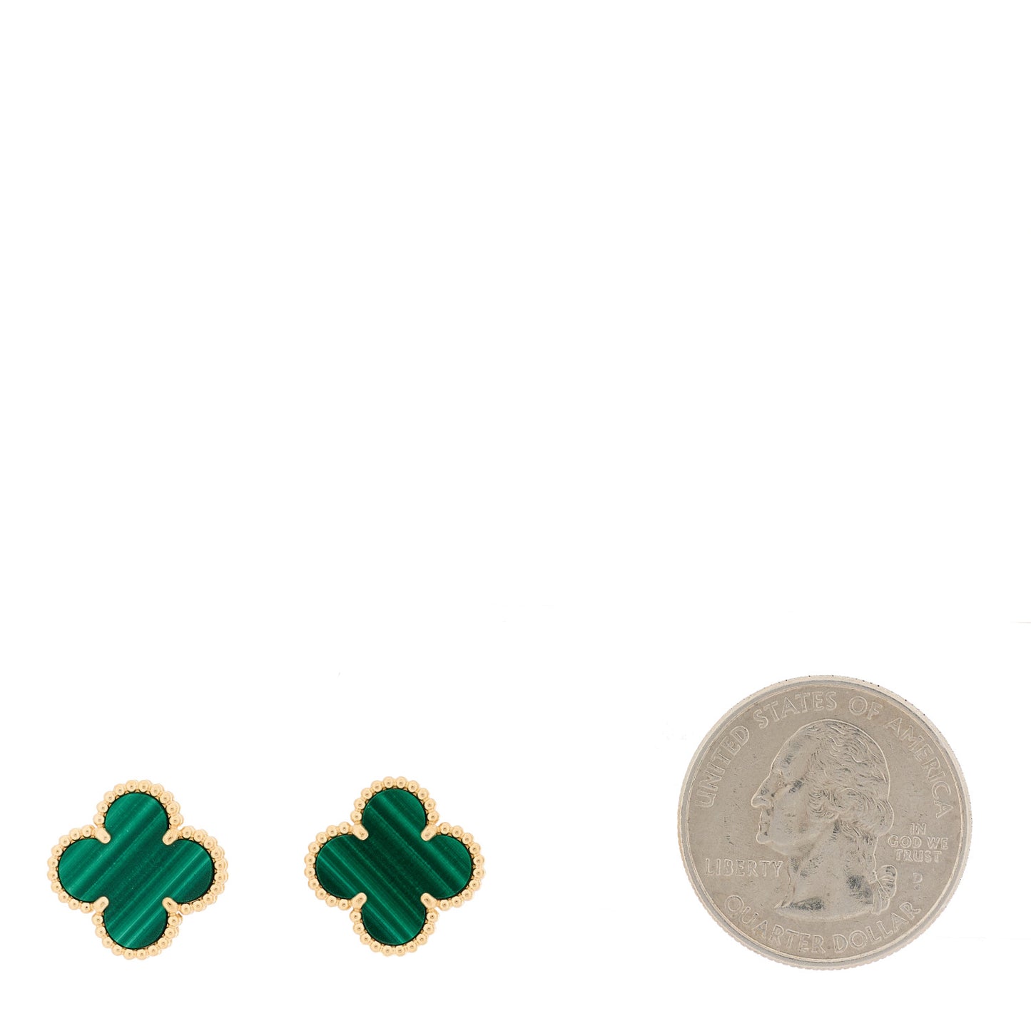 18K Yellow Gold Malachite Vintage Alhambra Earrings