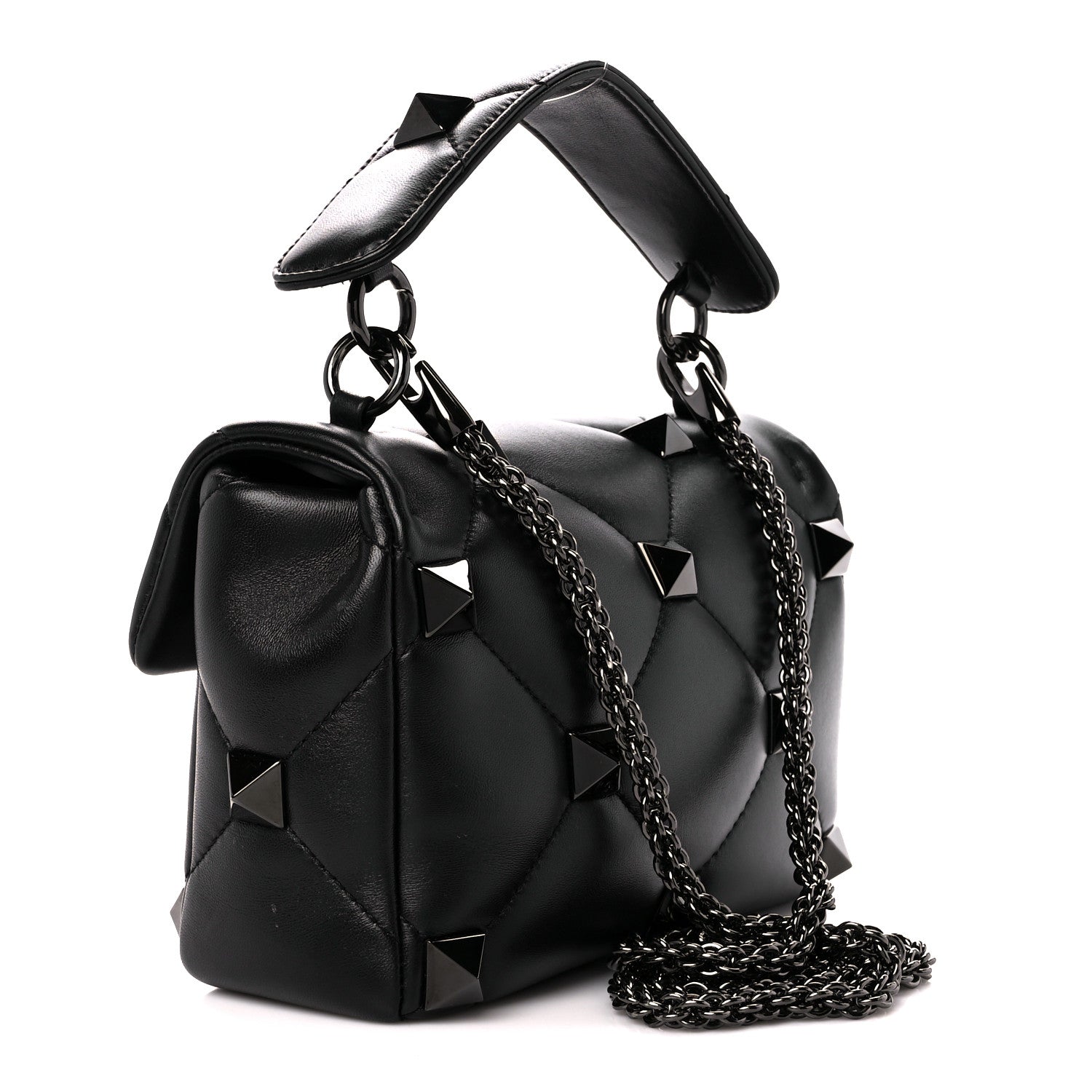 Valentino Garavani Nappa Monochrome Medium Roman Stud Shoulder Bag Black 3 of 10