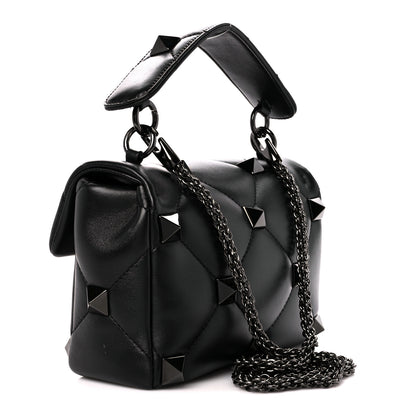 Valentino Garavani Nappa Monochrome Medium Roman Stud Shoulder Bag Black 3 of 10
