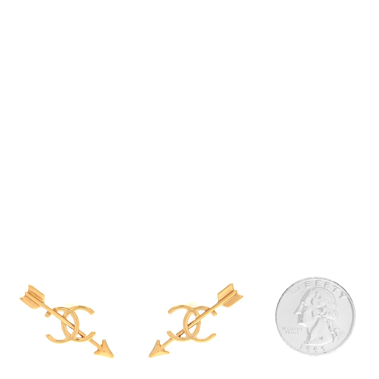 Chanel Metal CC Arrow Stud Earrings Gold 2 of 5