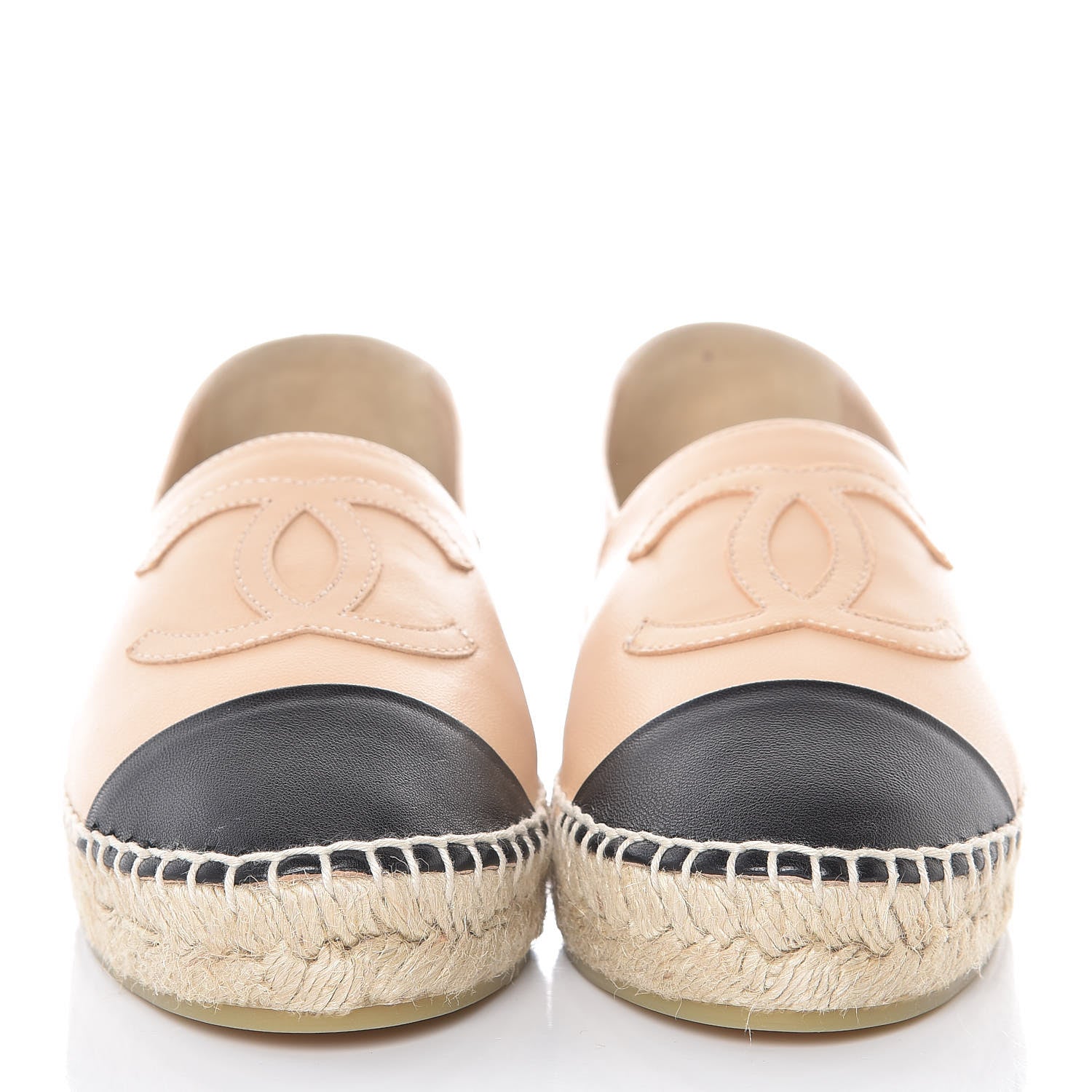 Chanel Lambskin CC Espadrilles 35 Beige Black 2 of 10