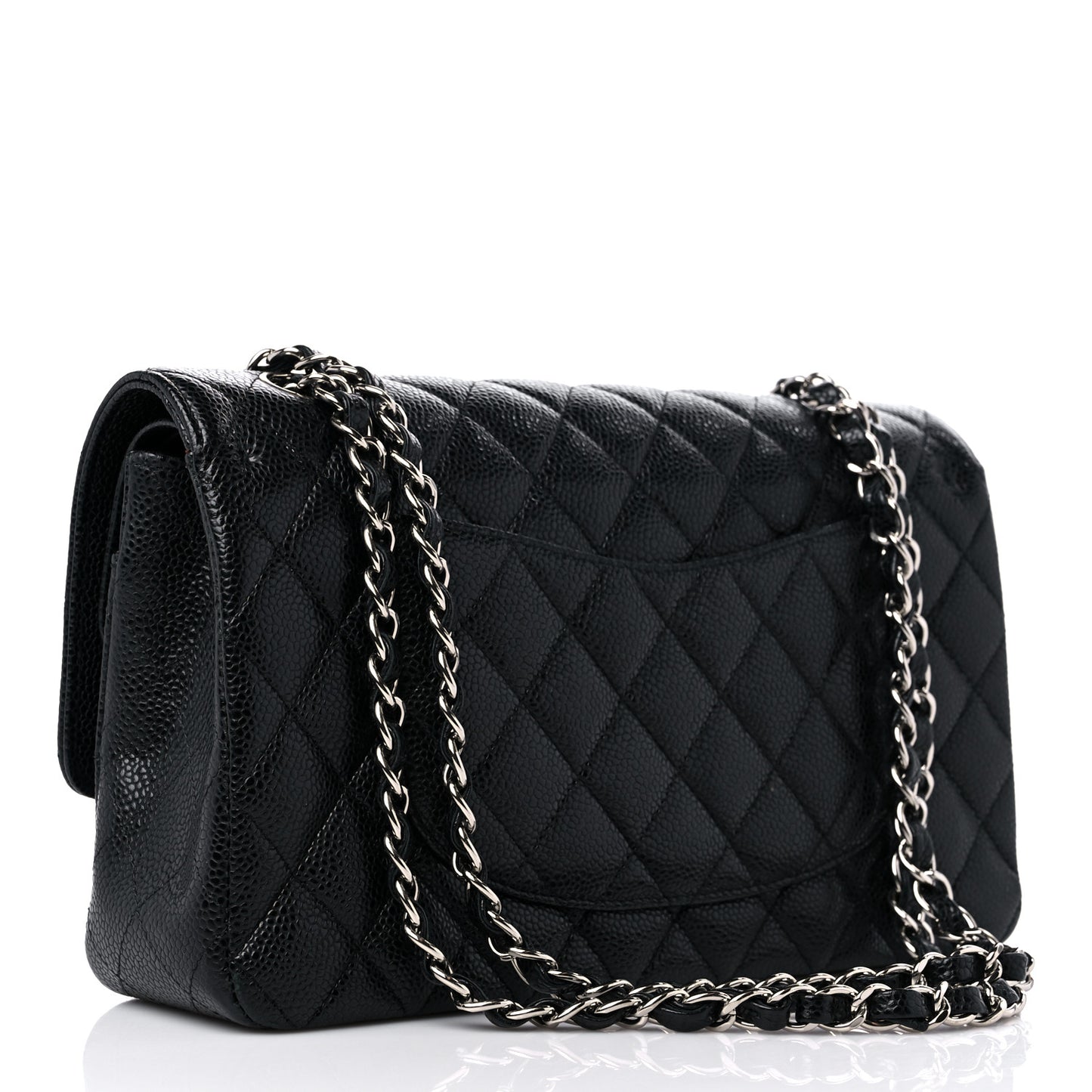 Caviar Quilted Medium Double Flap Black