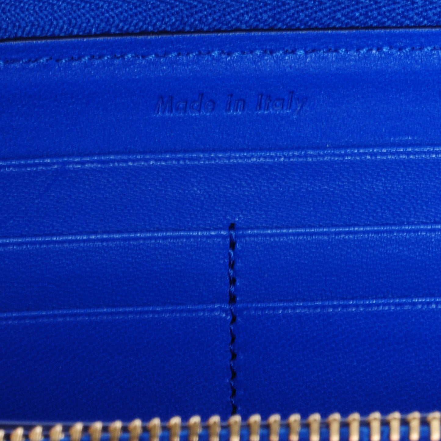 Smooth Calfskin Large Half Zip Multi-Function Wallet Electric Blue
