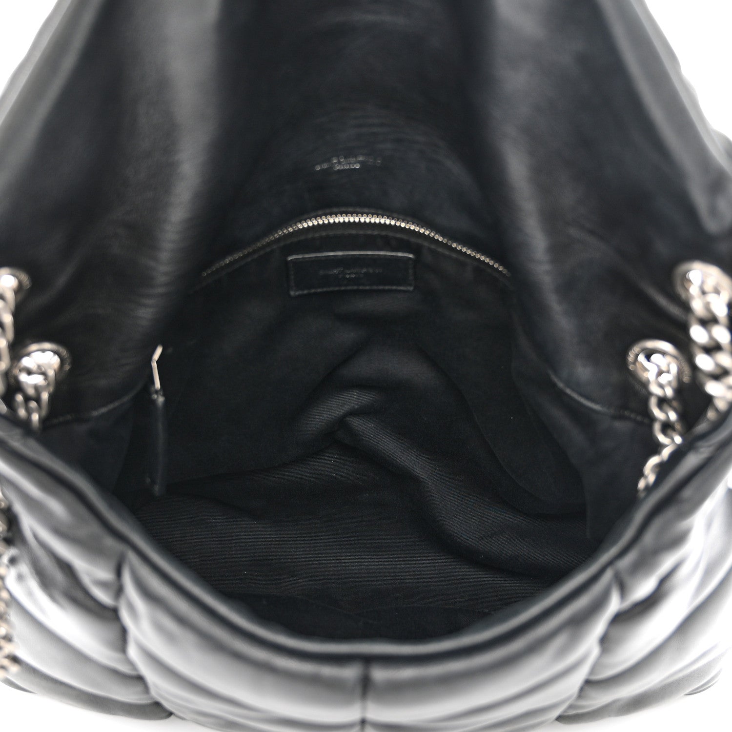 Saint Laurent SAINT LAURENT Lambskin Quilted Medium Loulou Puffer Monogram Chain Satchel Black 5 of 13
