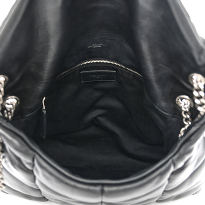 Saint Laurent SAINT LAURENT Lambskin Quilted Medium Loulou Puffer Monogram Chain Satchel Black 5 of 13