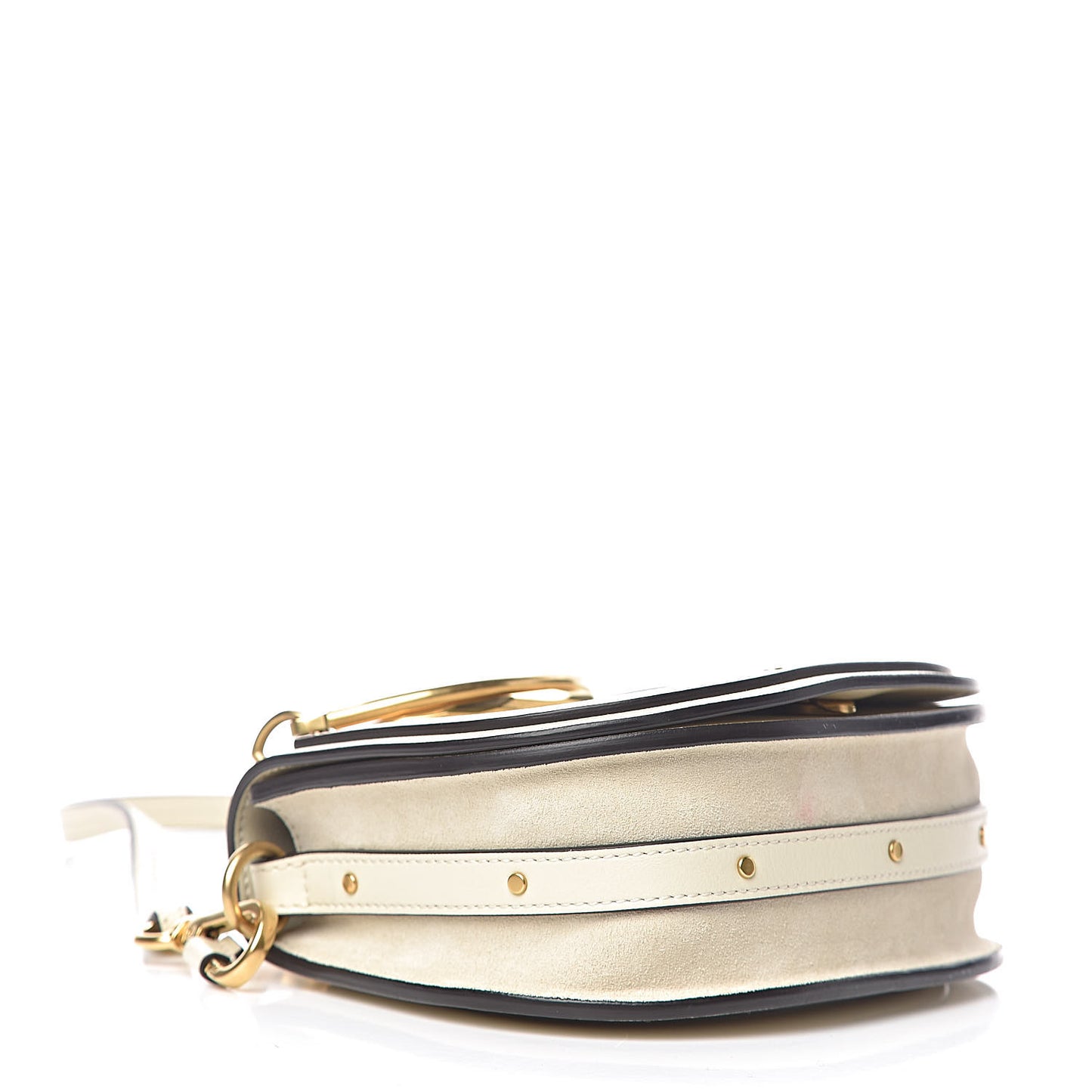 Calfskin Suede Small Nile Bracelet Bag Off White