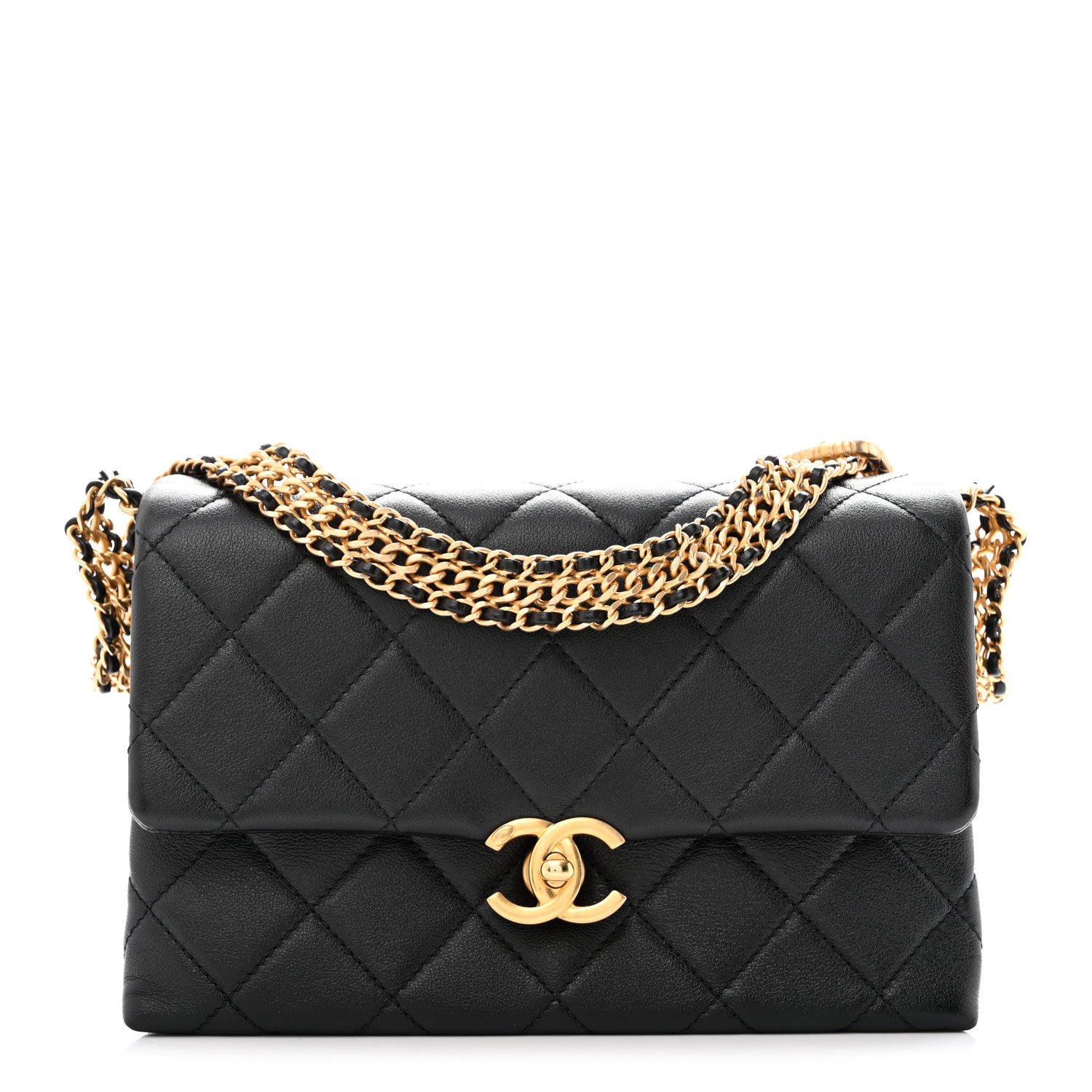 Chanel Calfskin Quilted Mini Chain Strap Flap Black 1 of 15
