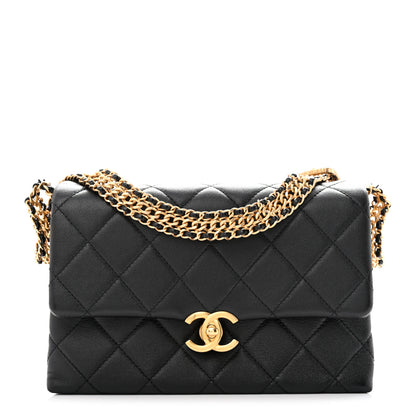 Chanel Calfskin Quilted Mini Chain Strap Flap Black 1 of 15