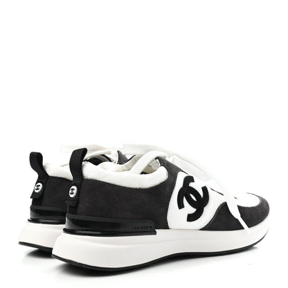 Chanel Suede Calfskin Nylon CC Sneakers 36.5 White Dark Grey 4 of 4