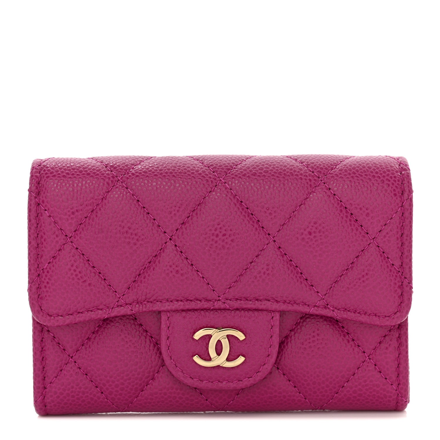 Chanel Caviar Quilted Flap Card Holder Wallet Purple 1 of 10