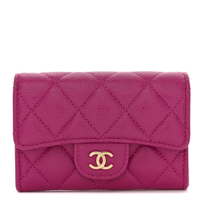 Chanel Caviar Quilted Flap Card Holder Wallet Purple 1 of 10
