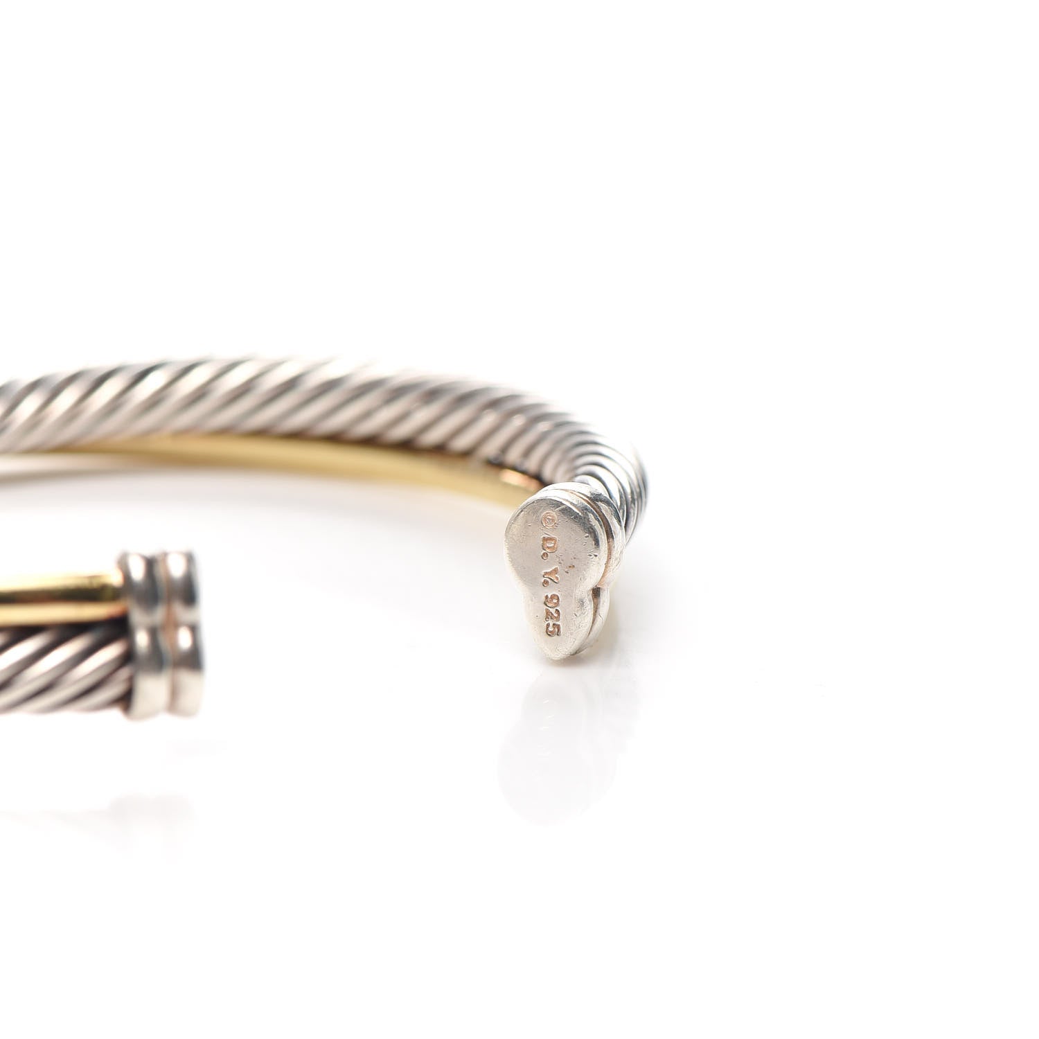 David Yurman Sterling Silver 18K Yellow Gold 5mm Crossover Cuff Bracelet 5 of 5