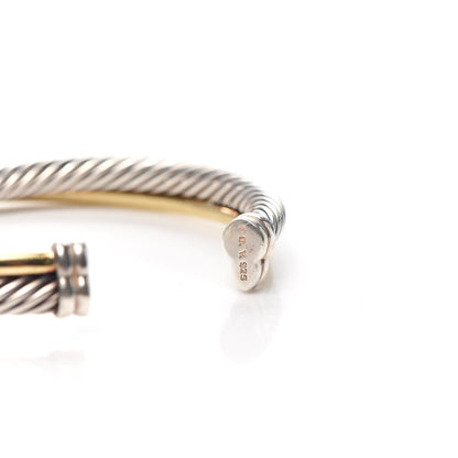 David Yurman Sterling Silver 18K Yellow Gold 5mm Crossover Cuff Bracelet 5 of 5