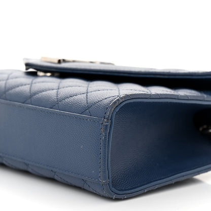 Saint Laurent Grain De Poudre Textured Mixed Matelasse Triquilt Medium Monogram Satchel Deep Marine 9 of 12