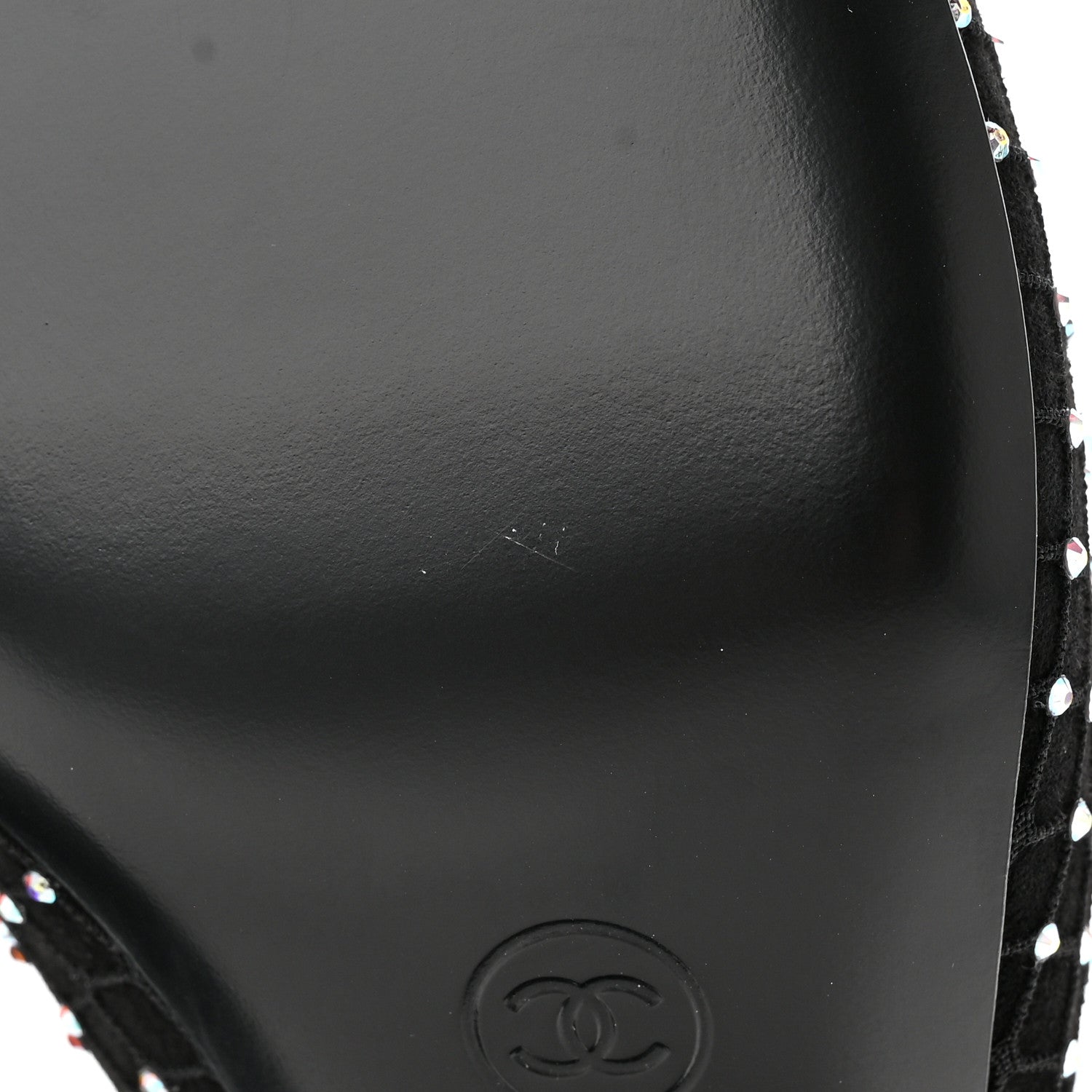 Chanel Resille Strass Kid Suede Patent Mary Jane Short Boots 39 Black 7 of 11