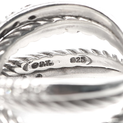 David Yurman Sterling Silver Diamond X Crossover Cable Ring 52 6 4 of 4