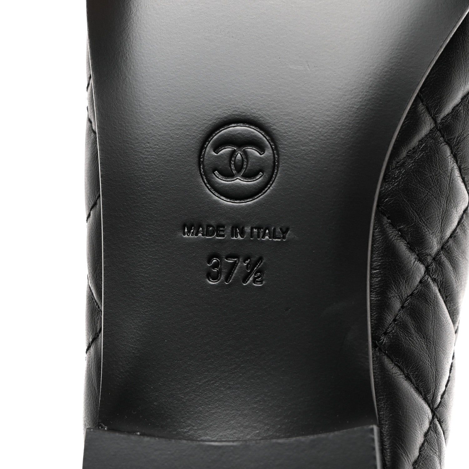 Chanel Aged Calfskin Quilted CC Cap Toe Ballerina Flats 37.5 Black 9 of 9