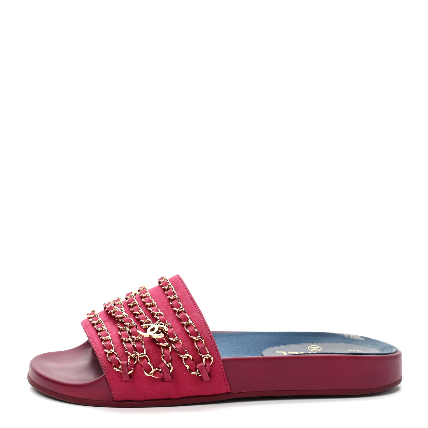 Chanel Satin Chain Flat Sandals 40 Dark Fuchsia 1 of 9