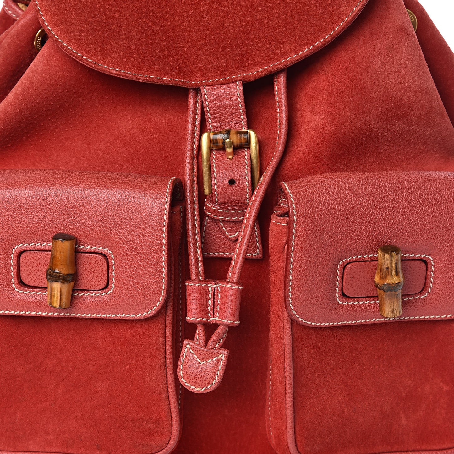 Suede Bamboo Backpack Red