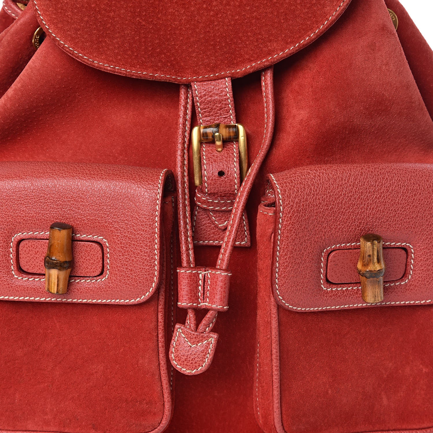 Gucci Suede Bamboo Backpack Red 13 of 13