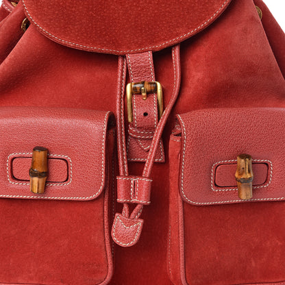 Gucci Suede Bamboo Backpack Red 13 of 13