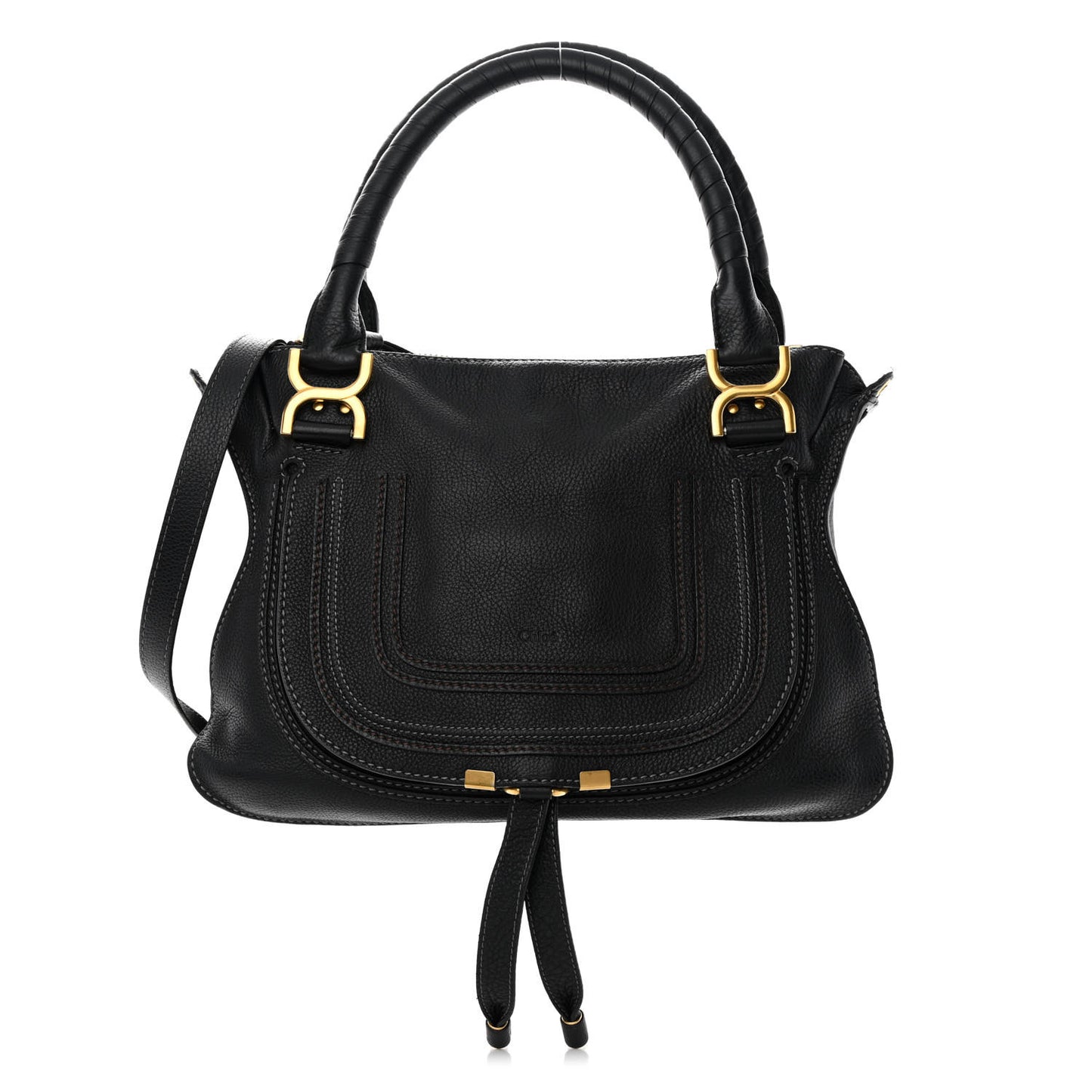 Calfskin Medium Marcie Satchel Black