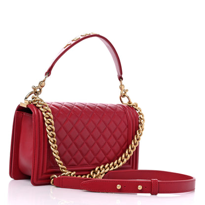 Chanel Calfskin Medium Boy Logo Top Handle Flap Red 3 of 12