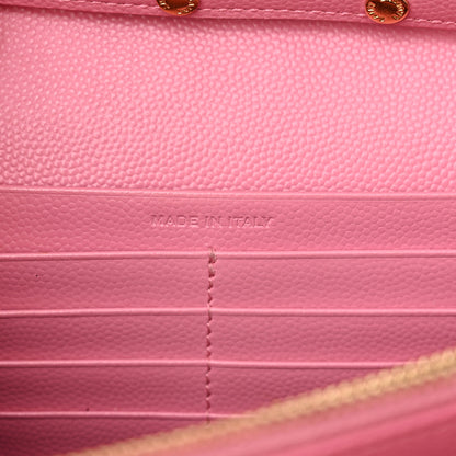 Saint Laurent Grain De Poudre Matelasse Chevron Monogram Chain Wallet Indian Pink 6 of 16