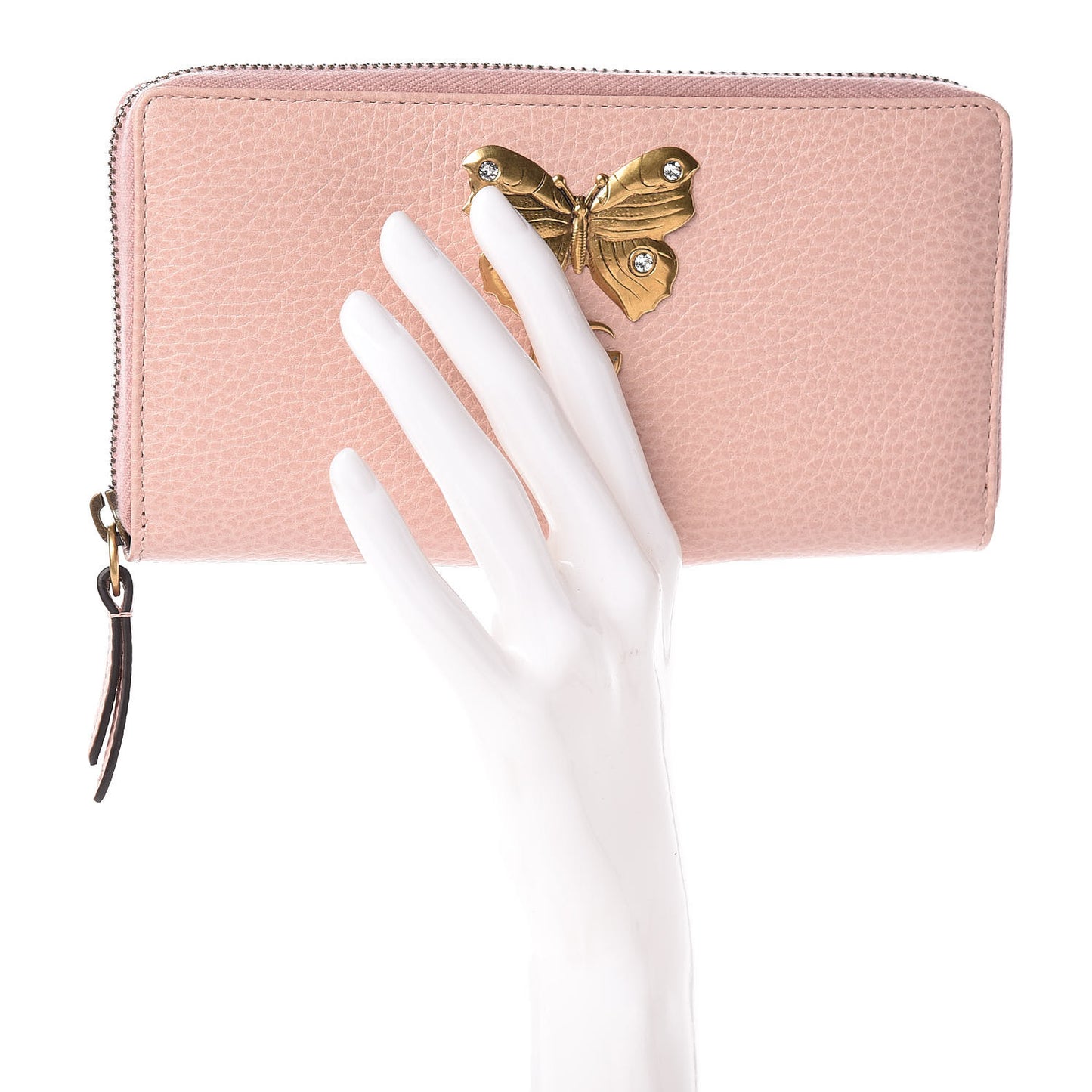 Calfskin Butterfly Farfalla Zip Around Wallet Perfect Pink