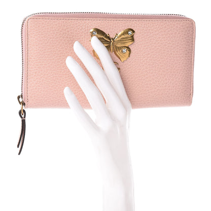 Gucci Calfskin Butterfly Farfalla Zip Around Wallet Perfect Pink 2 of 8