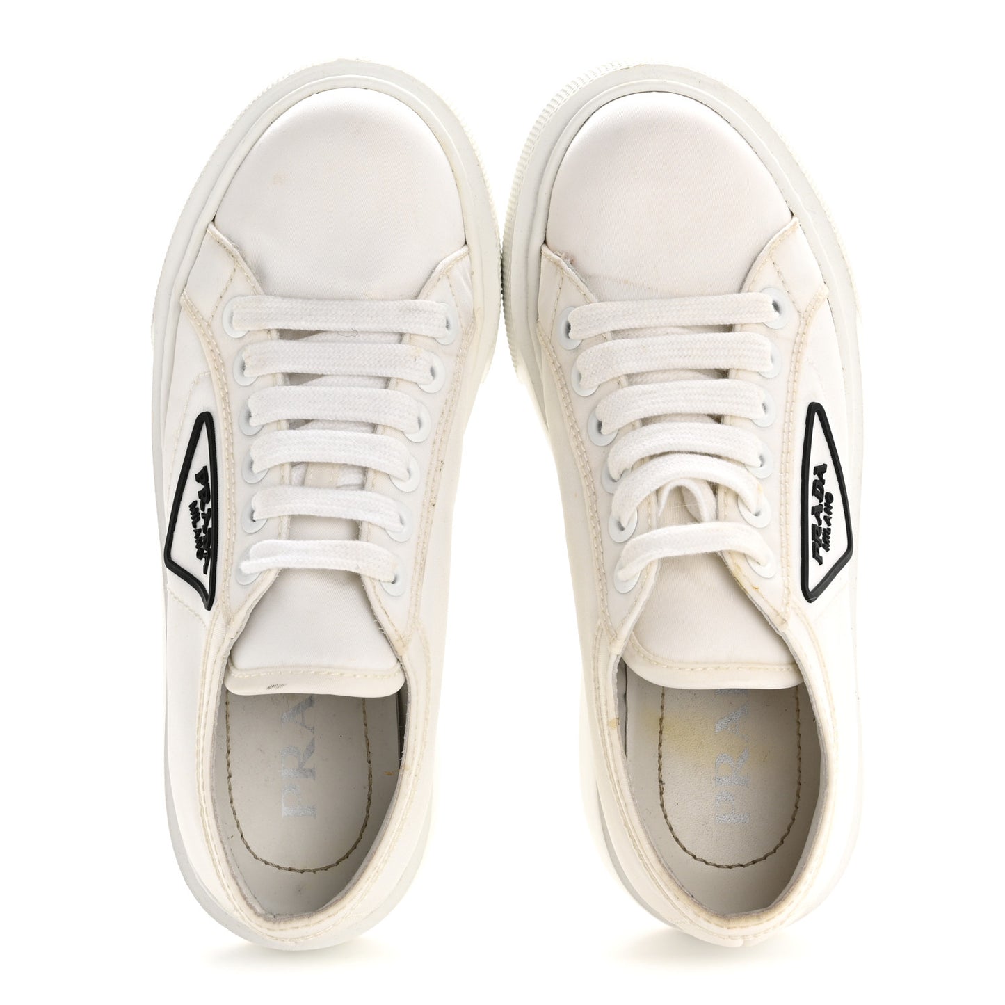 Nylon Gabardine Triangle Logo Platform Sneakers 35 White