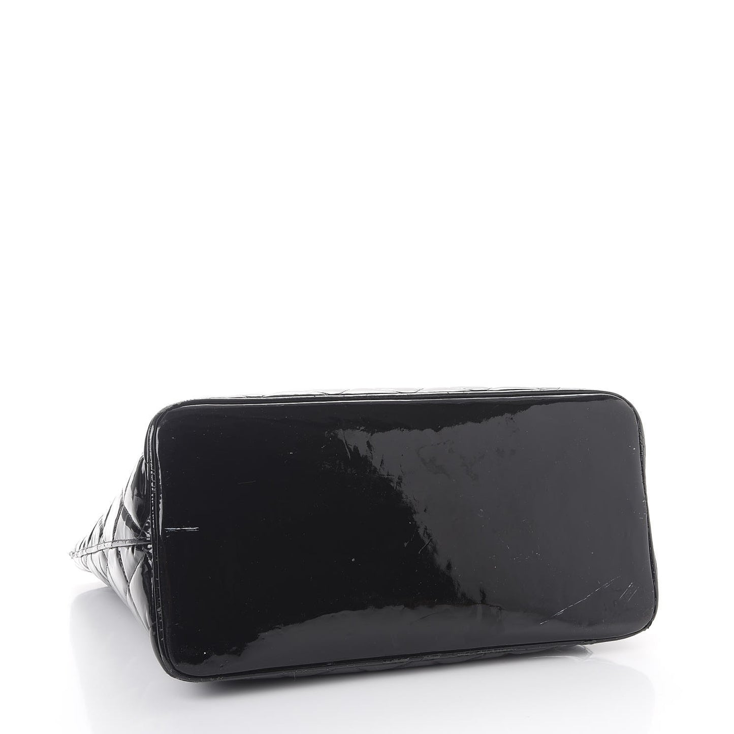 Patent Quilted Medallion Tote Bag Black