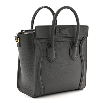 Celine Drummed Calfskin Nano Luggage Kohl 3 of 11