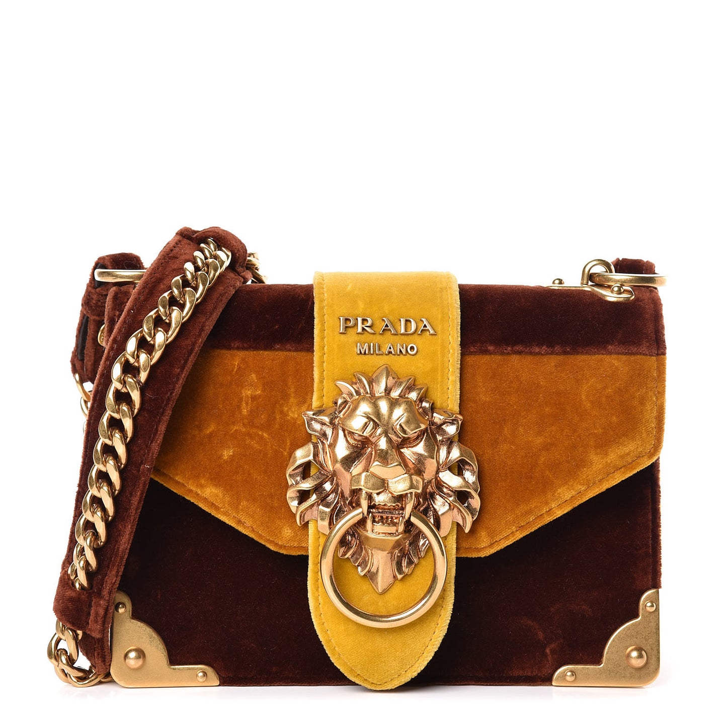 Velluto Lions Head Cahier Shoulder Bag Ambra