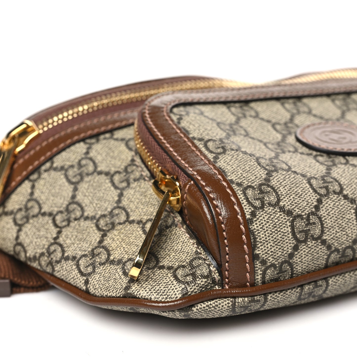 GG Supreme Monogram Textured Calfskin Retro Interlocking G Belt Bag Beige Ebony Brown Sugar