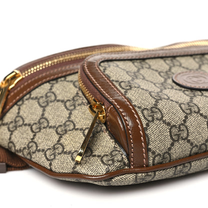 Gucci GG Supreme Monogram Textured Calfskin Retro Interlocking G Belt Bag Beige Ebony Brown Sugar 9 of 12