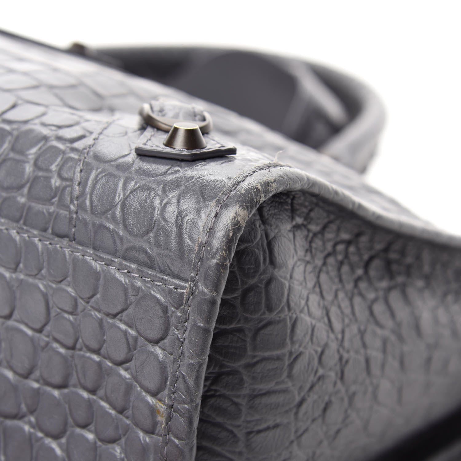 Balenciaga Calfskin Crocodile Embossed Classic Hardware City Gris Beton 9 of 13
