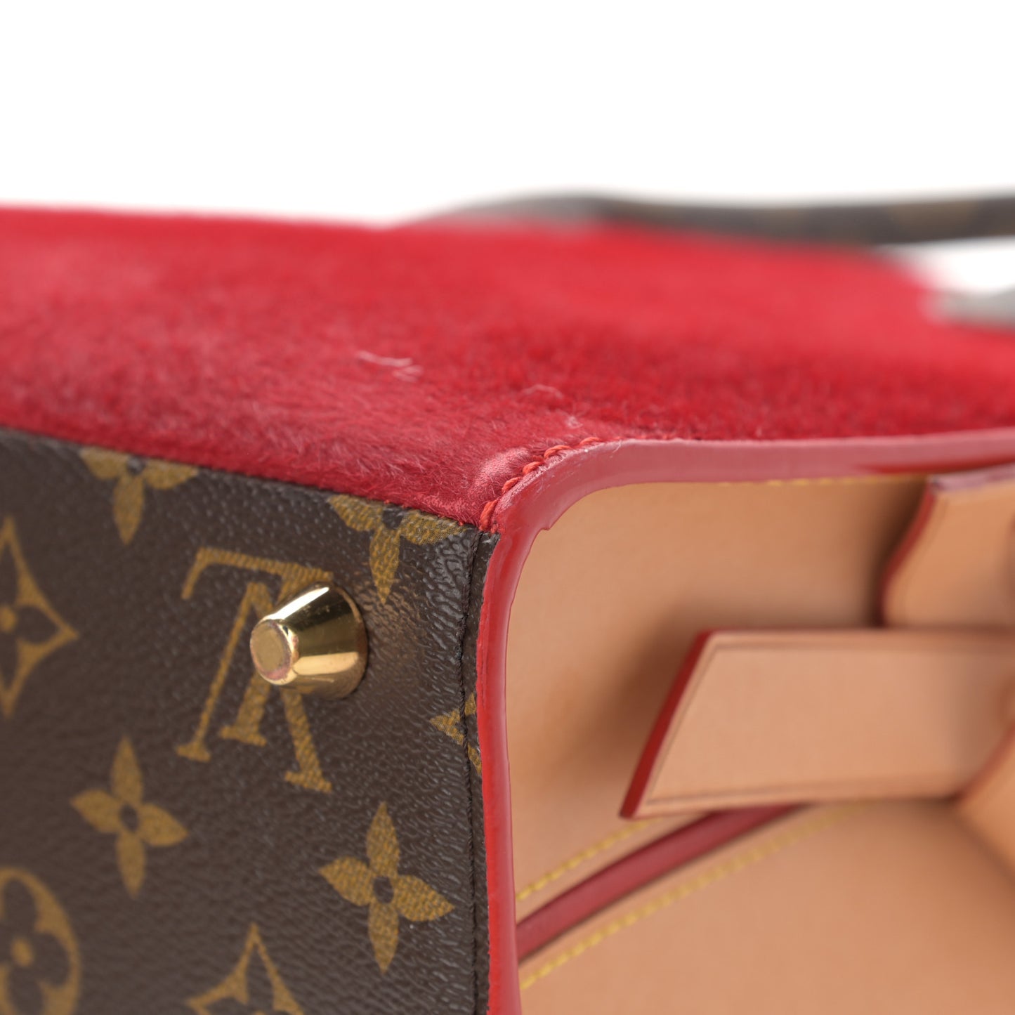 Monogram Calf Hair Spikes Iconoclasts Christian Louboutin Tote Red