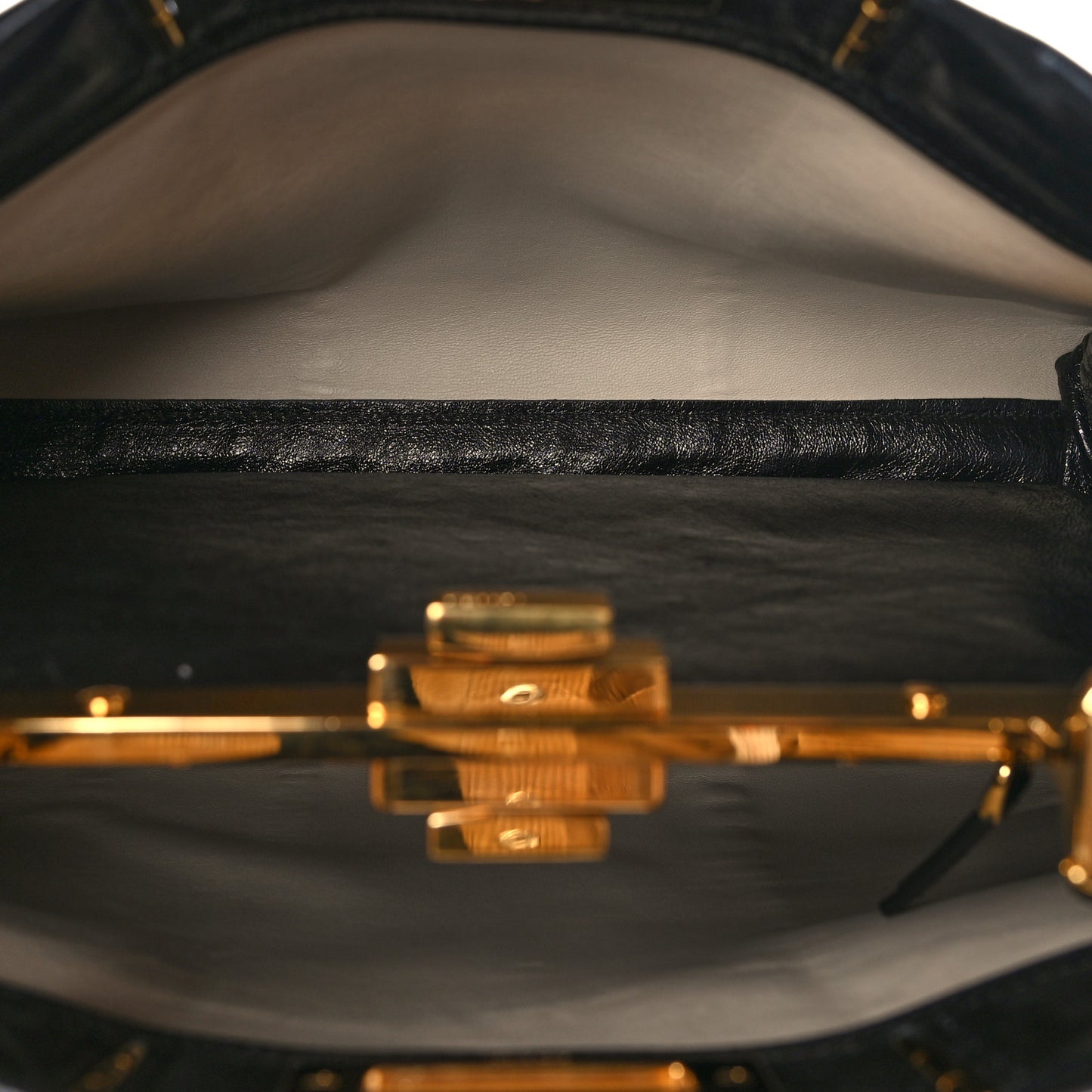 Agnello Old Shine Medium Peekaboo Iconic Satchel Black