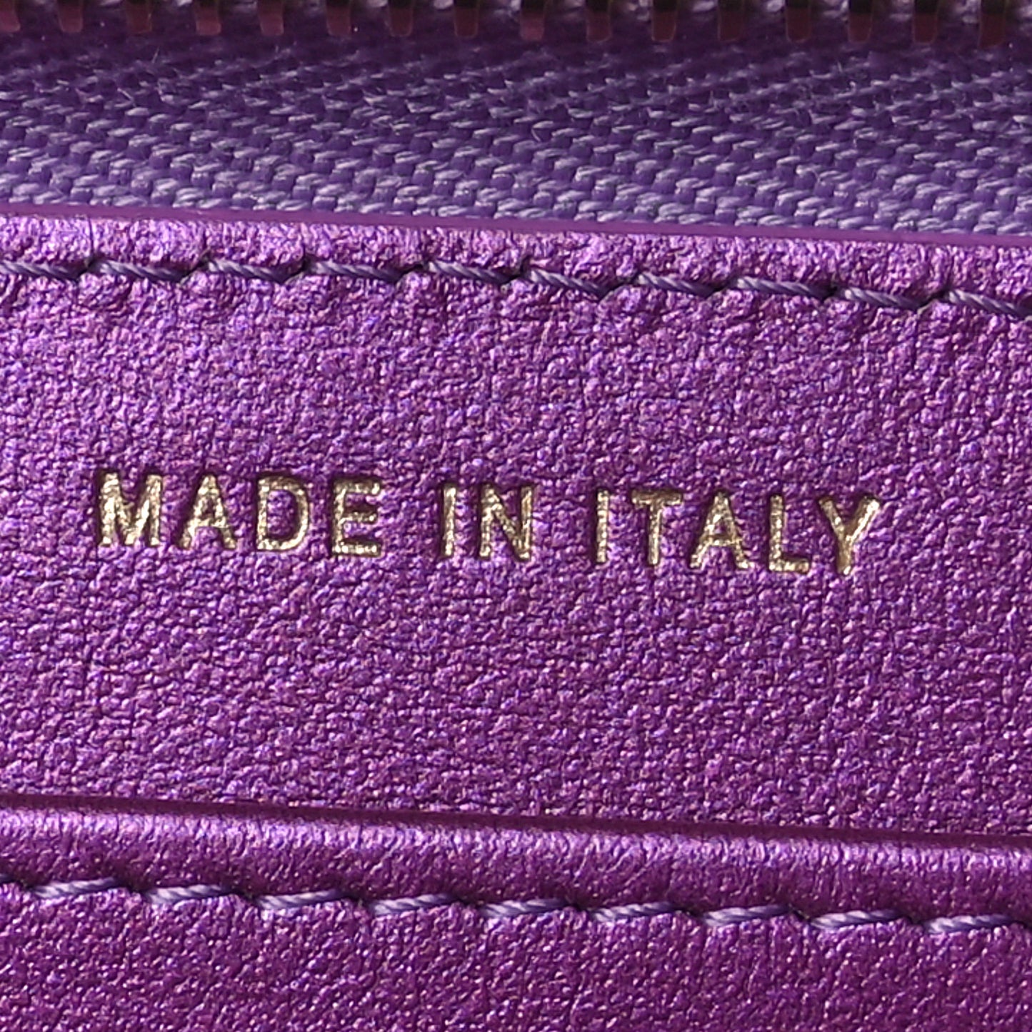 Iridescent Lambskin Quilted Large Gusset Zip Around Wallet Purple